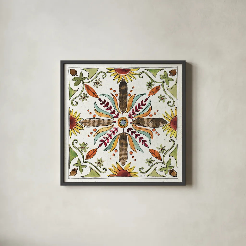 Festive Foliage VIII by Anne Tavoletti. Shown in a sleek black glass frame for a contemporary gallery look. Available as an archival giclee rolled canvas, fine art paper, or poster print. SKU 35037a.