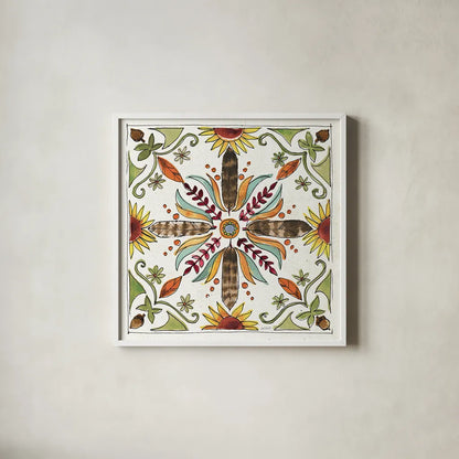 Festive Foliage VIII by Anne Tavoletti. Shown in a crisp white glass frame for a clean and minimalist style. Available as an archival giclee rolled canvas, fine art paper, or poster print. SKU 35037a.