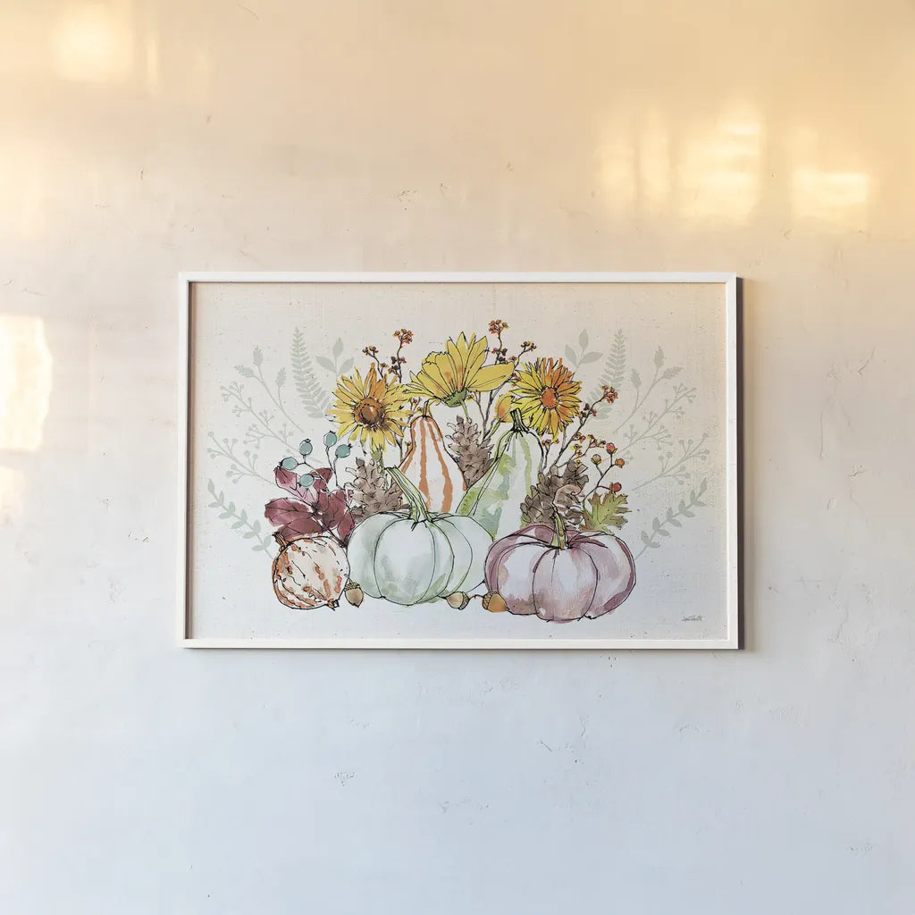 Festive Foliage XI by Anne Tavoletti. shown as a paper print in a white frame. Available as a archival giclee rolled canvas, fine art paper, or poster print. SKU 35873i.