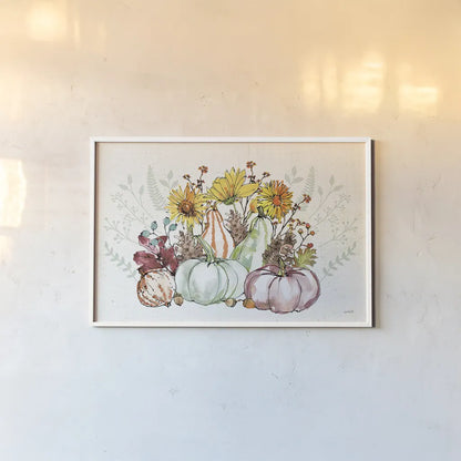 Festive Foliage XI by Anne Tavoletti. shown as a paper print in a white frame. Available as a archival giclee rolled canvas, fine art paper, or poster print. SKU 35873i.