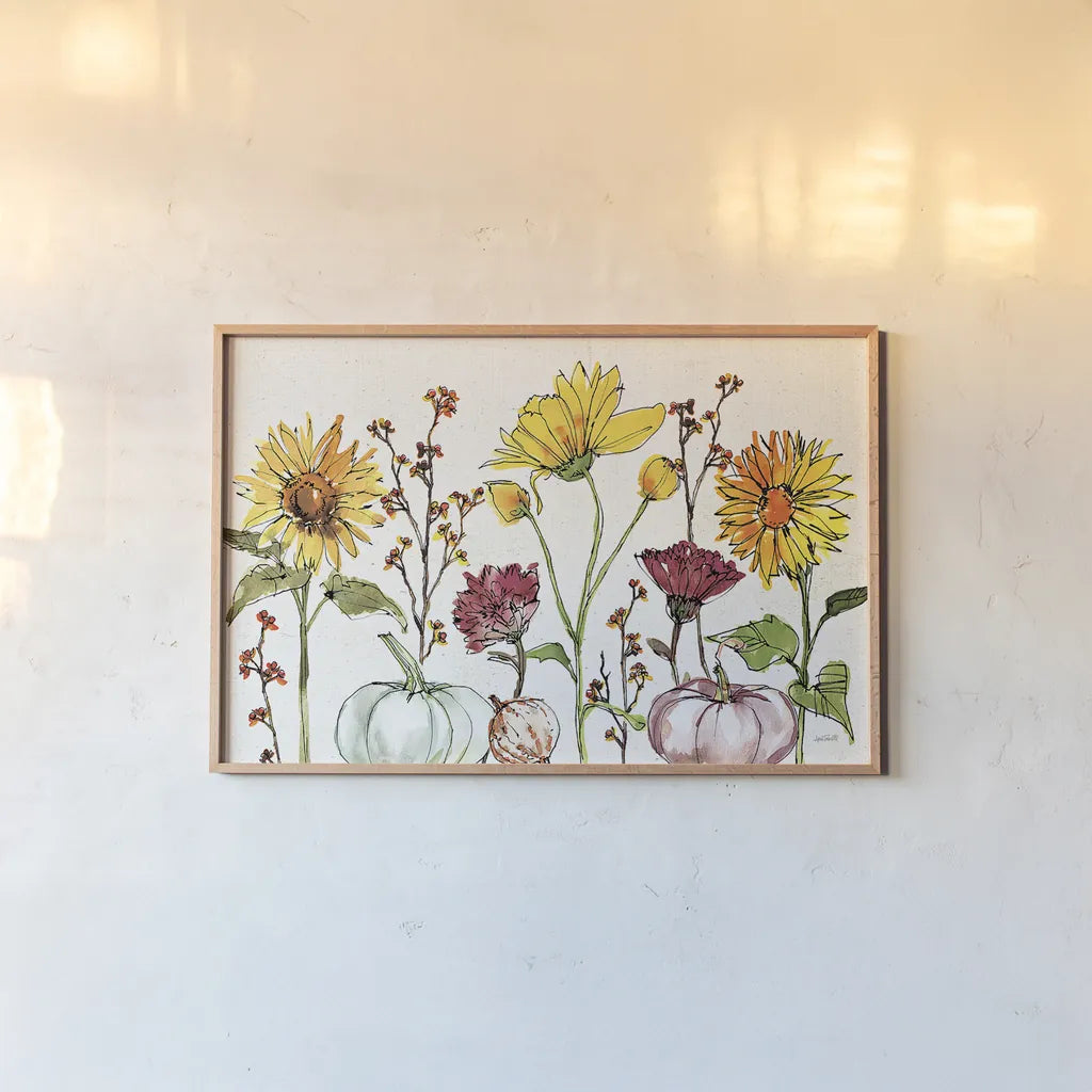 Festive Foliage XII by Anne Tavoletti. shown as a paper print in a natural frame. Available as a archival giclee rolled canvas, fine art paper, or poster print. SKU 35874i.