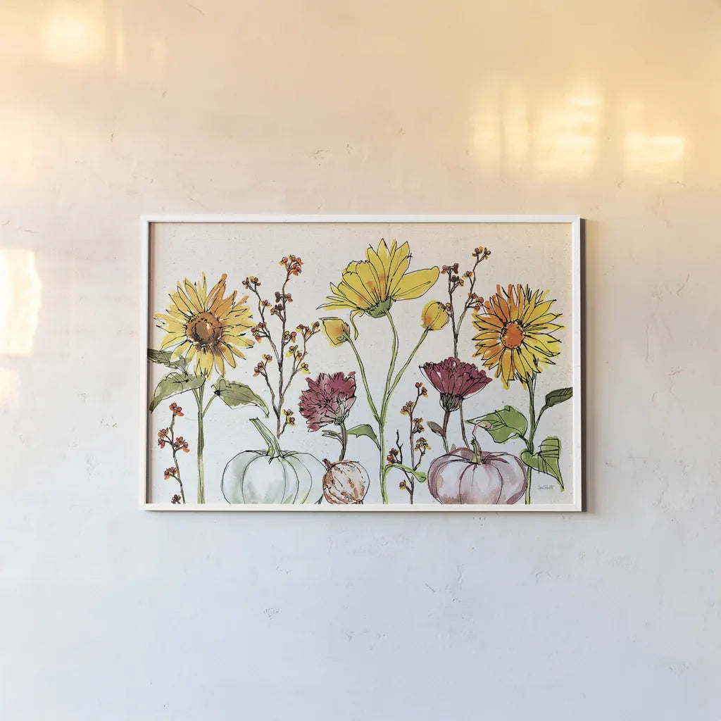 Festive Foliage XII by Anne Tavoletti. shown as a paper print in a white frame. Available as a archival giclee rolled canvas, fine art paper, or poster print. SKU 35874i.