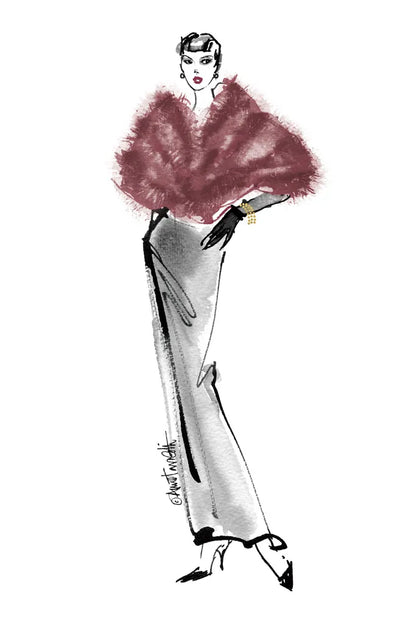 Fifties Fashion I v2 Plum by Anne Tavoletti. SKU 69123h. Archival Giclee Fine art print for wall decor.