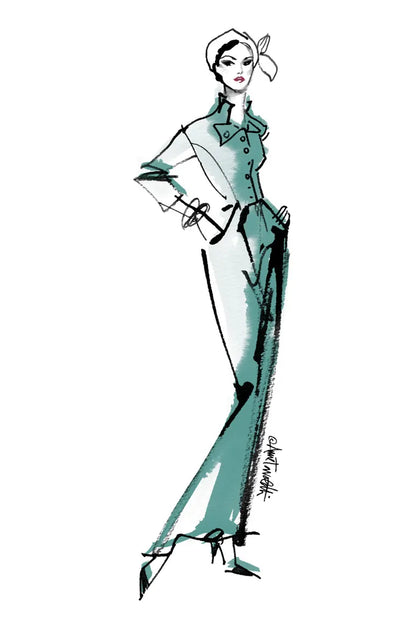 Fifties Fashion III v2 Green by Anne Tavoletti. SKU 69124h. Archival Giclee Fine art print for wall decor.