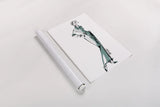 Fifties Fashion III v2 Green by Anne Tavoletti. shown as a rolled paper print. Available as archival giclee rolled canvas, fine art paper, or poster print. SKU 69124h.