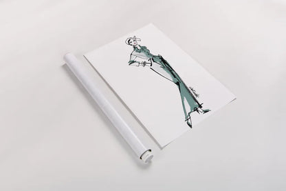 Fifties Fashion III v2 Green by Anne Tavoletti. shown as a rolled paper print. Available as archival giclee rolled canvas, fine art paper, or poster print. SKU 69124h.