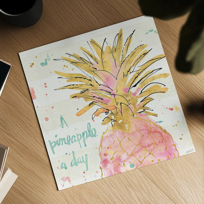 Flamingo Fever V by Anne Tavoletti. Shown as a detailed flat fine art print, highlighting archival giclee quality. Available as an archival giclee rolled canvas, fine art paper, or poster print. SKU 21110a.