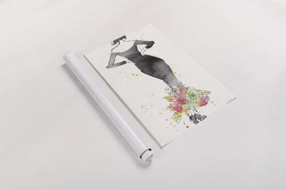 Floral Fashion I v2 by Anne Tavoletti. shown as a rolled paper print. Available as archival giclee rolled canvas, fine art paper, or poster print. SKU 35863h.