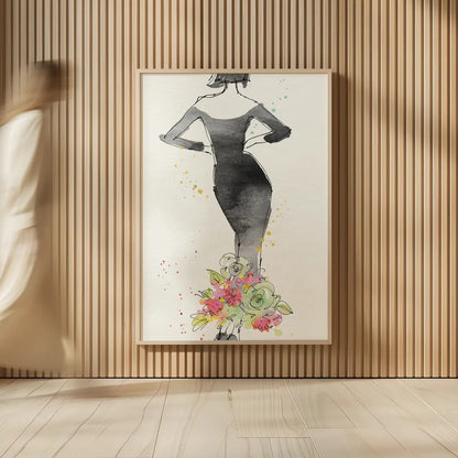 Floral Fashion I v2 by Anne Tavoletti. shown as over sized large wall art. Available as an archival giclee rolled canvas, fine art paper, or poster print. SKU 35863h.