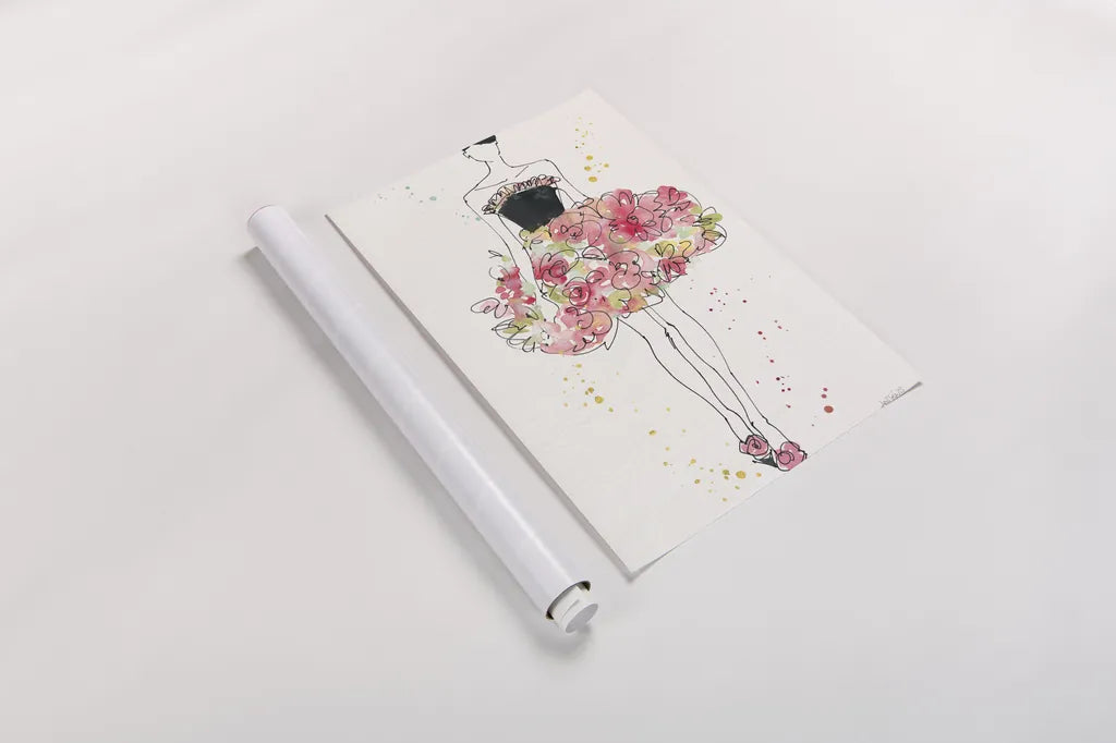 Floral Fashion II v2 by Anne Tavoletti. shown as a rolled paper print. Available as archival giclee rolled canvas, fine art paper, or poster print. SKU 35864h.
