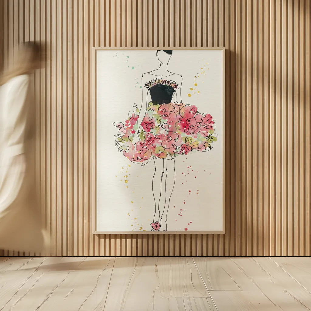 Floral Fashion II v2 by Anne Tavoletti. shown as over sized large wall art. Available as an archival giclee rolled canvas, fine art paper, or poster print. SKU 35864h.