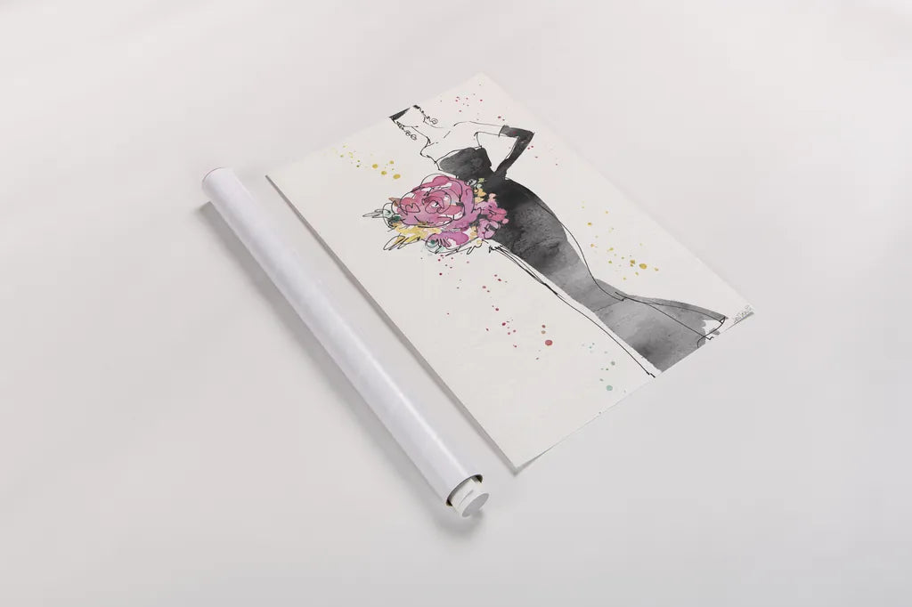 Floral Fashion III v2 by Anne Tavoletti. shown as a rolled paper print. Available as archival giclee rolled canvas, fine art paper, or poster print. SKU 35865h.