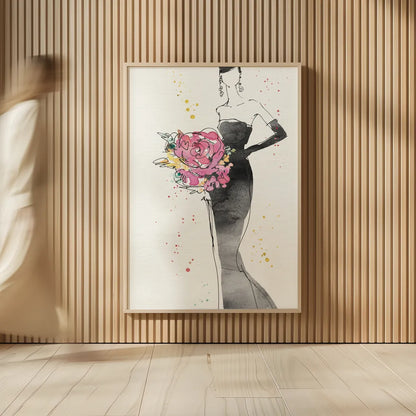 Floral Fashion III v2 by Anne Tavoletti. shown as over sized large wall art. Available as an archival giclee rolled canvas, fine art paper, or poster print. SKU 35865h.