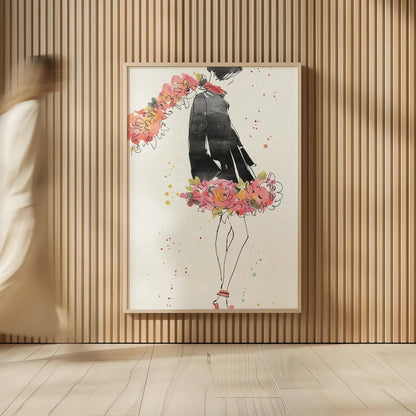 Floral Fashion IV v2 by Anne Tavoletti. shown as over sized large wall art. Available as an archival giclee rolled canvas, fine art paper, or poster print. SKU 35866h.