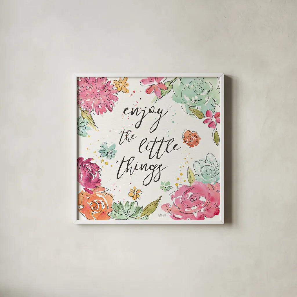 Floral Fashion V by Anne Tavoletti. Shown in a crisp white glass frame for a clean and minimalist style. Available as an archival giclee rolled canvas, fine art paper, or poster print. SKU 29912a.