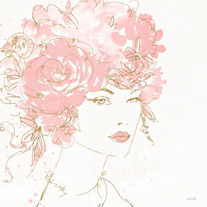 Floral Figures I Pink Gold Sq by Anne Tavoletti. SKU 68993a. Archival Giclee Fine art print for wall decor.