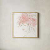 Floral Figures II Pink Gold Sq by Anne Tavoletti. Shown in a natural wood glass frame for a timeless modern aesthetic. Available as an archival giclee rolled canvas, fine art paper, or poster print. SKU 68994a.