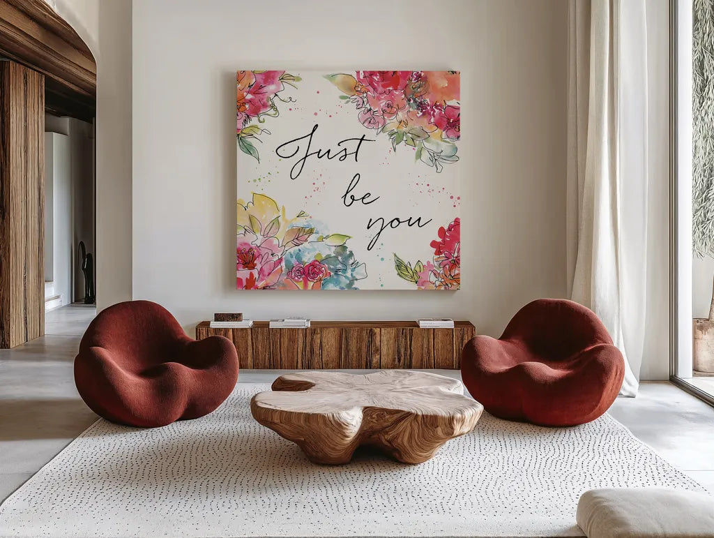 Floral Figures IX by Anne Tavoletti. Shown as extra-large giant wall art in a modern living room. Available as an archival giclee rolled canvas, fine art paper, or poster print. SKU 54635a.