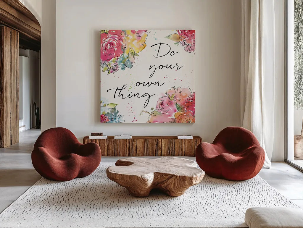 Floral Figures X by Anne Tavoletti. Shown as extra-large giant wall art in a modern living room. Available as an archival giclee rolled canvas, fine art paper, or poster print. SKU 54636a.