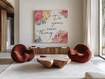Floral Figures X by Anne Tavoletti. Shown as extra-large giant wall art in a modern living room. Available as an archival giclee rolled canvas, fine art paper, or poster print. SKU 54636a.