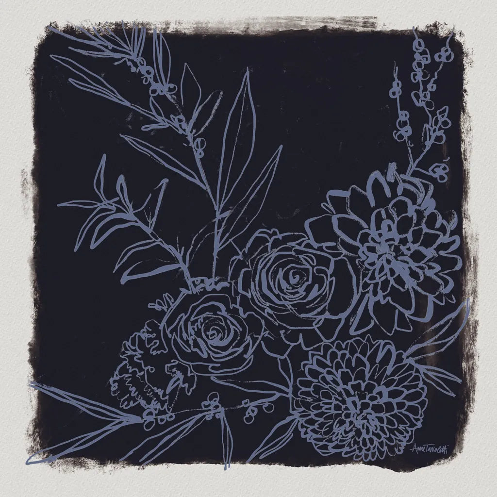 Flower Bundle Dark by Anne Tavoletti. SKU 97378a. Archival Giclee Fine art print for wall decor.