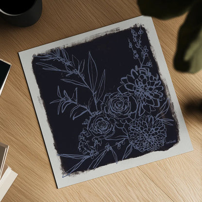 Flower Bundle Dark by Anne Tavoletti. Shown as a detailed flat fine art print, highlighting archival giclee quality. Available as an archival giclee rolled canvas, fine art paper, or poster print. SKU 97378a.