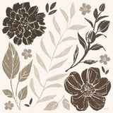 Flower Feast I Brown by Anne Tavoletti. SKU 99322a. Archival Giclee Fine art print for wall decor.