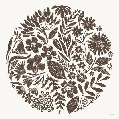 Flower Feast III Brown by Anne Tavoletti. SKU 99324a. Archival Giclee Fine art print for wall decor.