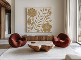 Flower Fest I Mono by Anne Tavoletti. Shown as extra-large giant wall art in a modern living room. Available as an archival giclee rolled canvas, fine art paper, or poster print. SKU 98433a.