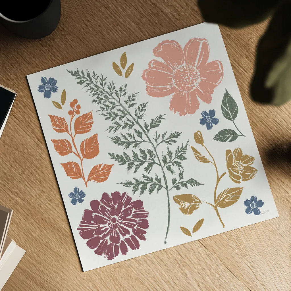 Flower Fest II by Anne Tavoletti. Shown as a detailed flat fine art print, highlighting archival giclee quality. Available as an archival giclee rolled canvas, fine art paper, or poster print. SKU 98434a.