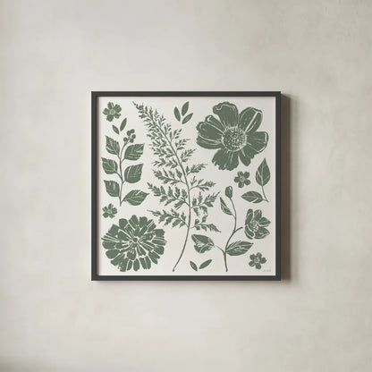 Flower Fest II Mono by Anne Tavoletti. Shown in a sleek black glass frame for a contemporary gallery look. Available as an archival giclee rolled canvas, fine art paper, or poster print. SKU 98435a.