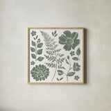 Flower Fest II Mono by Anne Tavoletti. Shown in a natural wood glass frame for a timeless modern aesthetic. Available as an archival giclee rolled canvas, fine art paper, or poster print. SKU 98435a.