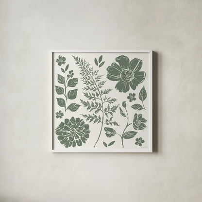 Flower Fest II Mono by Anne Tavoletti. Shown in a crisp white glass frame for a clean and minimalist style. Available as an archival giclee rolled canvas, fine art paper, or poster print. SKU 98435a.