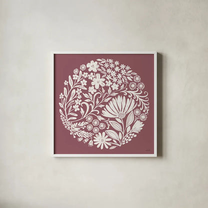 Flower Fest IV by Anne Tavoletti. Shown in a crisp white glass frame for a clean and minimalist style. Available as an archival giclee rolled canvas, fine art paper, or poster print. SKU 98437a.