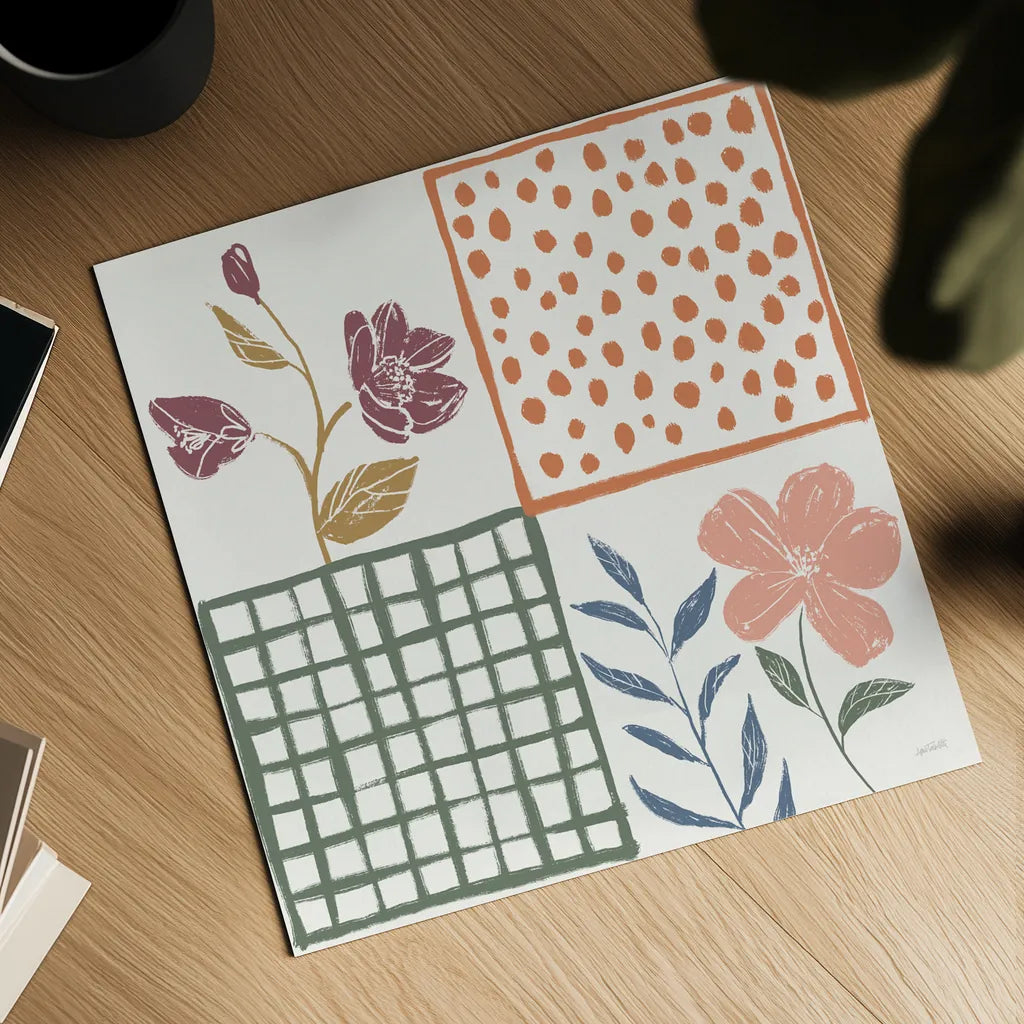 Flower Fest VI by Anne Tavoletti. Shown as a detailed flat fine art print, highlighting archival giclee quality. Available as an archival giclee rolled canvas, fine art paper, or poster print. SKU 98439a.