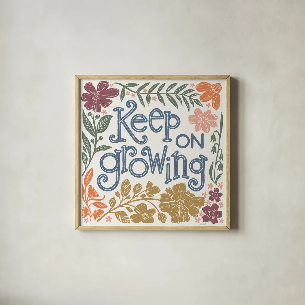 Flower Fest VII by Anne Tavoletti. Shown in a natural wood glass frame for a timeless modern aesthetic. Available as an archival giclee rolled canvas, fine art paper, or poster print. SKU 98440a.