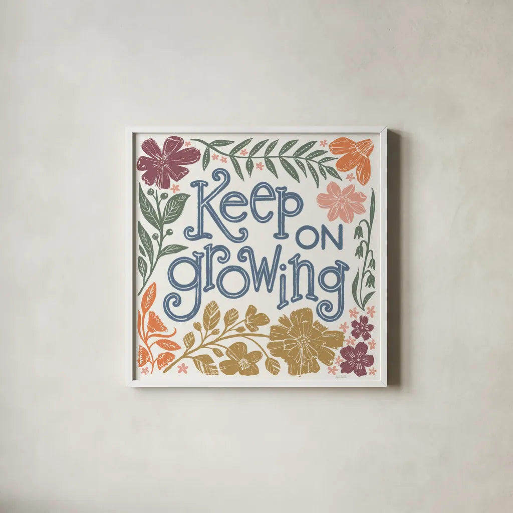 Flower Fest VII by Anne Tavoletti. Shown in a crisp white glass frame for a clean and minimalist style. Available as an archival giclee rolled canvas, fine art paper, or poster print. SKU 98440a.