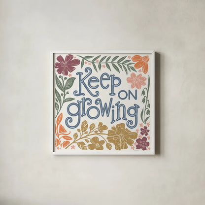 Flower Fest VII by Anne Tavoletti. Shown in a crisp white glass frame for a clean and minimalist style. Available as an archival giclee rolled canvas, fine art paper, or poster print. SKU 98440a.