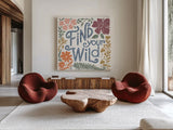 Flower Fest VIII by Anne Tavoletti. Shown as extra-large giant wall art in a modern living room. Available as an archival giclee rolled canvas, fine art paper, or poster print. SKU 98442a.