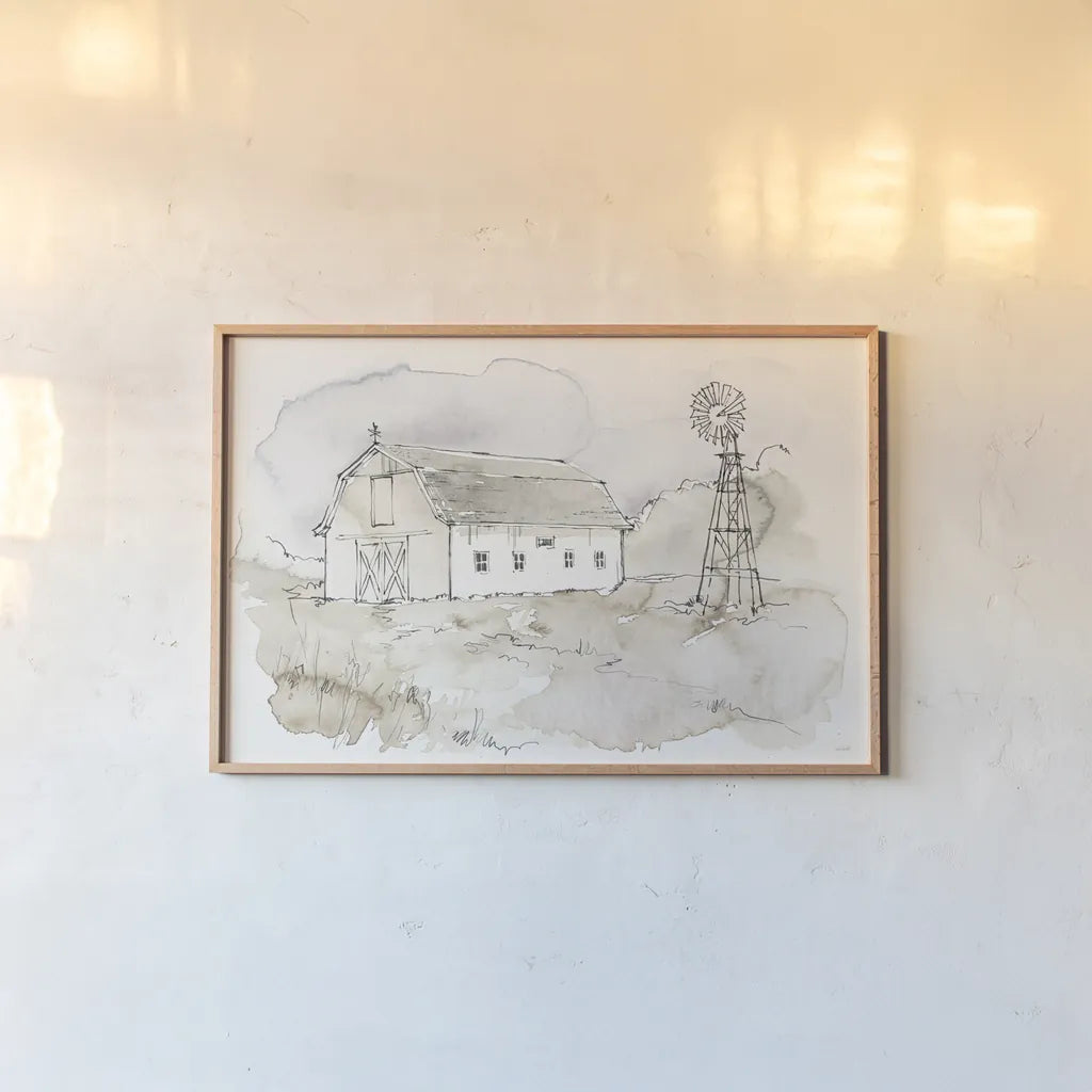 Fresh Farmhouse VIII by Anne Tavoletti. shown as a paper print in a natural frame. Available as a archival giclee rolled canvas, fine art paper, or poster print. SKU 77574i.