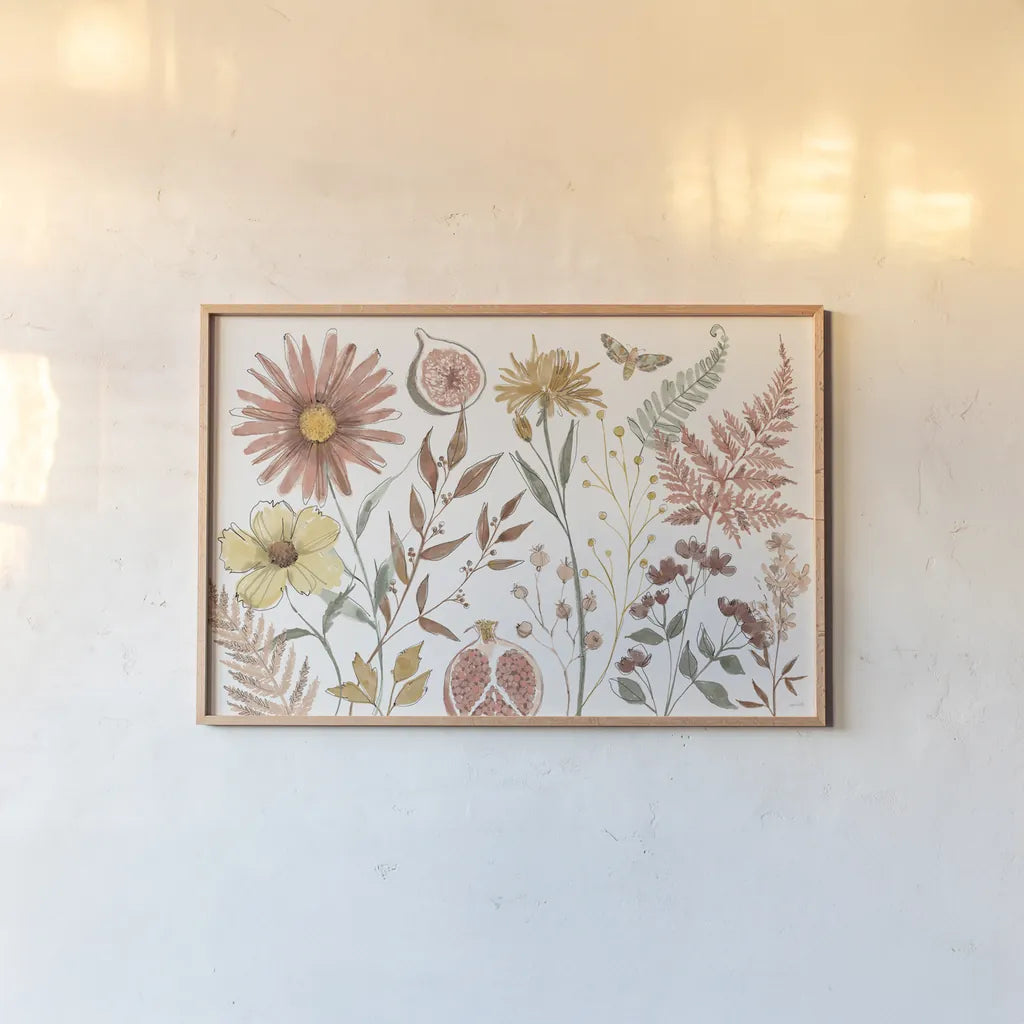 Full Bloom I by Anne Tavoletti. shown as a paper print in a natural frame. Available as a archival giclee rolled canvas, fine art paper, or poster print. SKU 90006i.