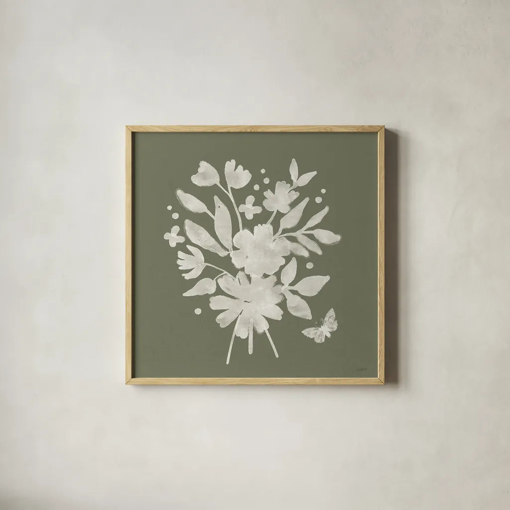 Full Bloom IX by Anne Tavoletti. Shown in a natural wood glass frame for a timeless modern aesthetic. Available as an archival giclee rolled canvas, fine art paper, or poster print. SKU 90014a.