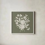 Full Bloom IX by Anne Tavoletti. Shown in a crisp white glass frame for a clean and minimalist style. Available as an archival giclee rolled canvas, fine art paper, or poster print. SKU 90014a.