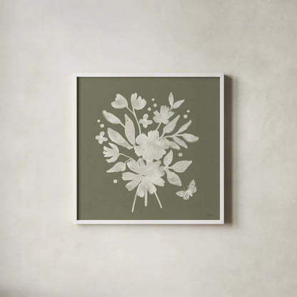 Full Bloom IX by Anne Tavoletti. Shown in a crisp white glass frame for a clean and minimalist style. Available as an archival giclee rolled canvas, fine art paper, or poster print. SKU 90014a.
