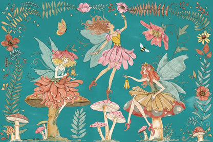 Garden Fairies Blue I by Anne Tavoletti. SKU 95341i. Archival Giclee Fine art print for wall decor.