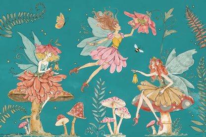 Garden Fairies Blue II by Anne Tavoletti. SKU 95342i. Archival Giclee Fine art print for wall decor.