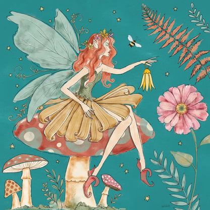 Garden Fairies Blue III by Anne Tavoletti. SKU 95343a. Archival Giclee Fine art print for wall decor.