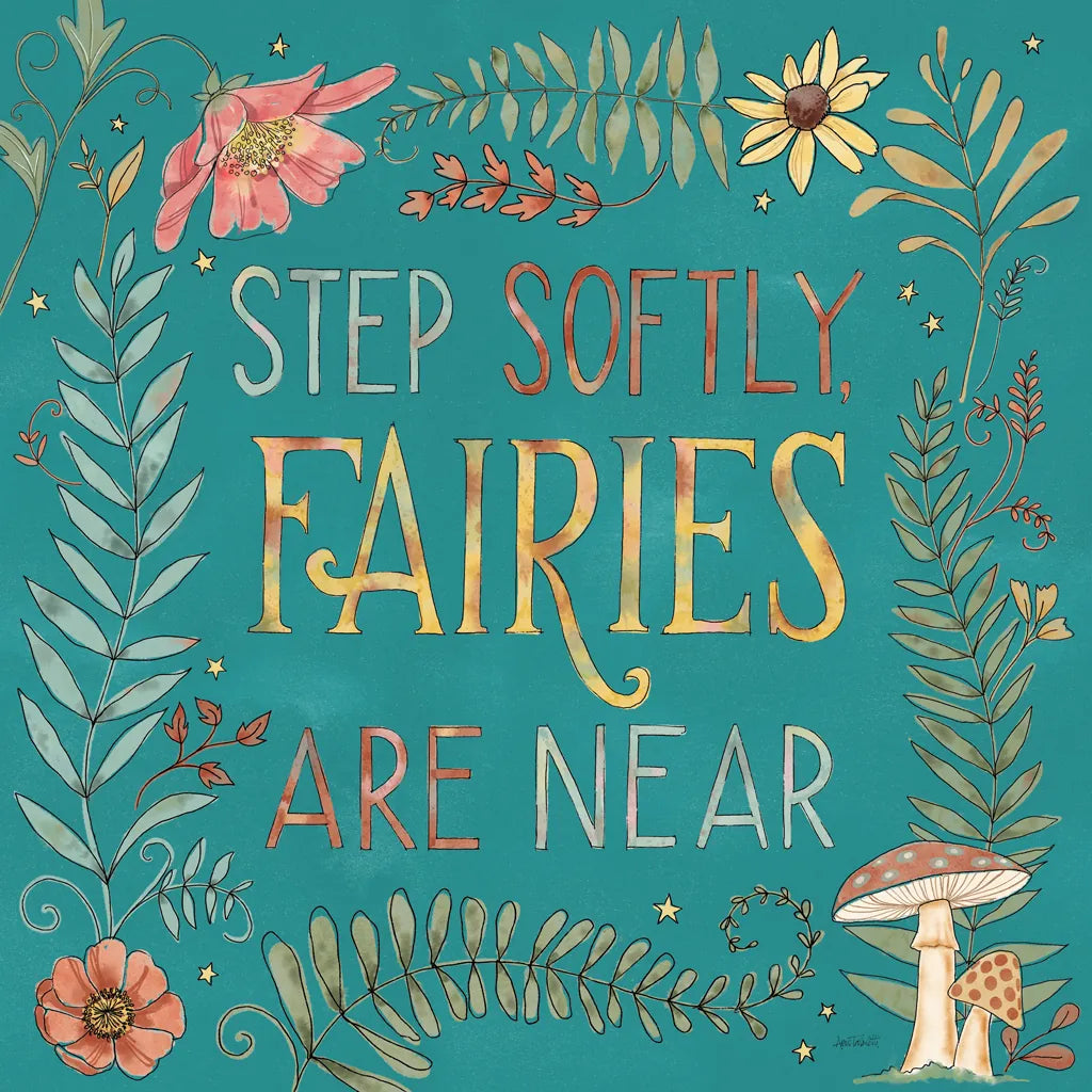 Garden Fairies Blue IX by Anne Tavoletti. SKU 95349a. Archival Giclee Fine art print for wall decor.