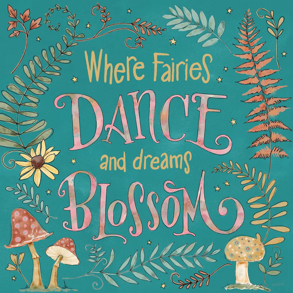 Garden Fairies Blue VII by Anne Tavoletti. SKU 95347a. Archival Giclee Fine art print for wall decor.