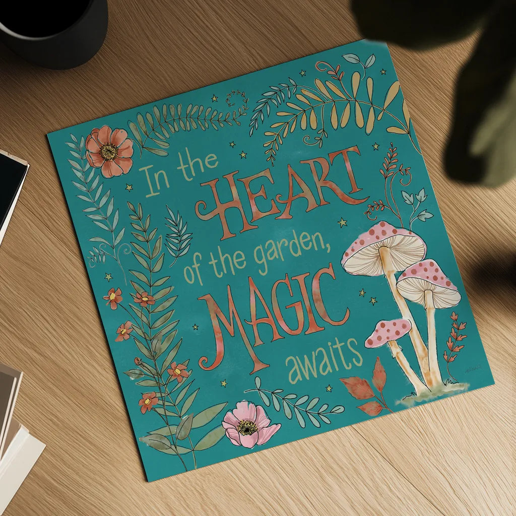 Garden Fairies Blue VIII by Anne Tavoletti. Shown as a detailed flat fine art print, highlighting archival giclee quality. Available as an archival giclee rolled canvas, fine art paper, or poster print. SKU 95348a.